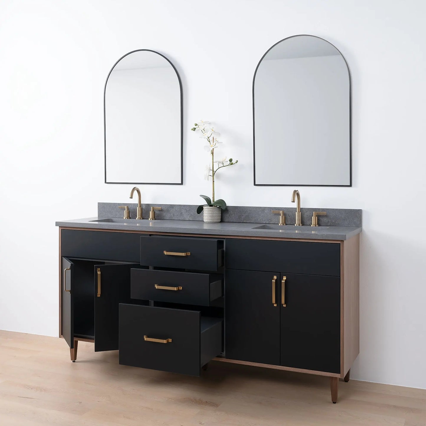 Sidney SLIM, 72" Teodor® Modern Matte Black Vanity, Double Sink Teodor Bathroom VanityCanada