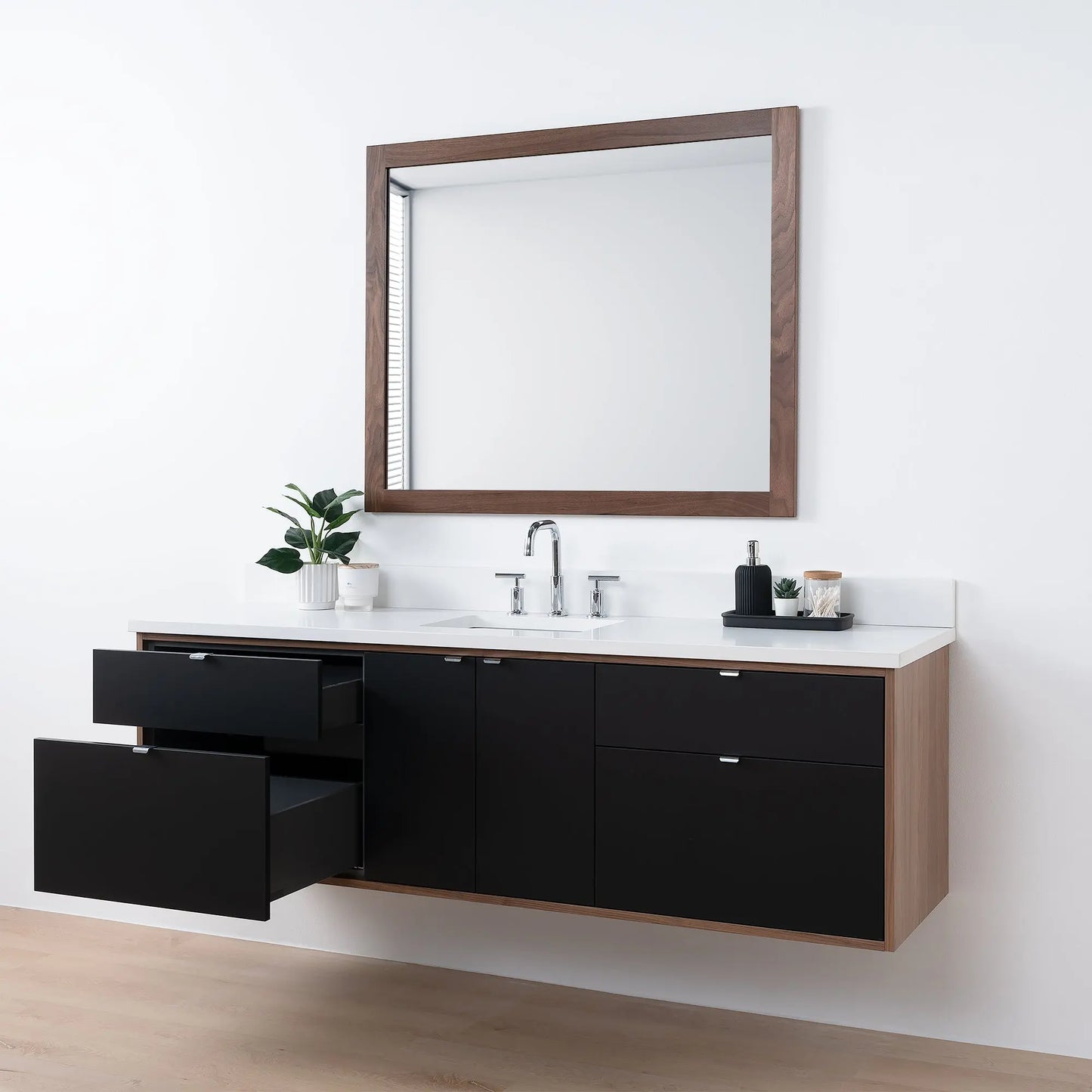 Sidney SLIM, 72" Teodor® Modern Wall Mount Matte Black Vanity Teodor Bathroom VanityCanada