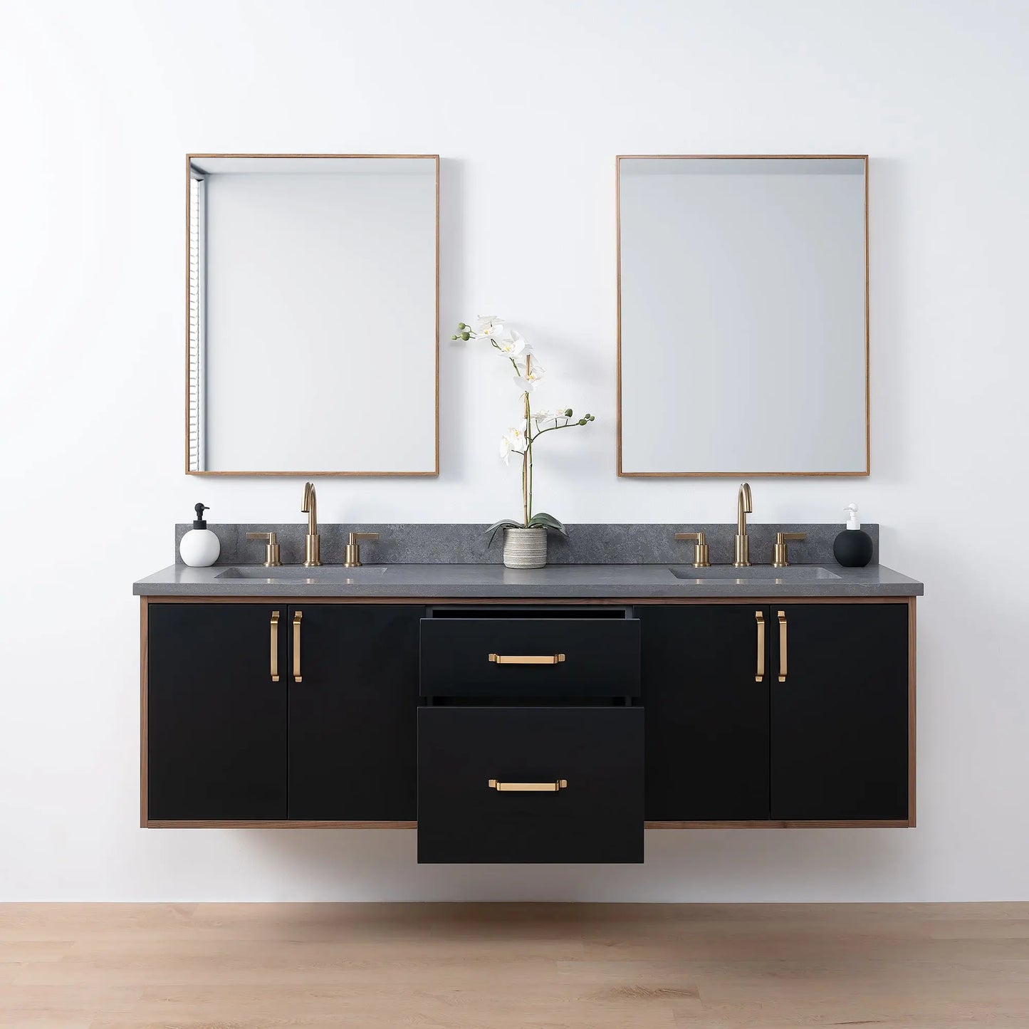 Sidney SLIM, 72" Teodor® Modern Wall Mount Matte Black Vanity, Double Sink Teodor Bathroom VanityCanada