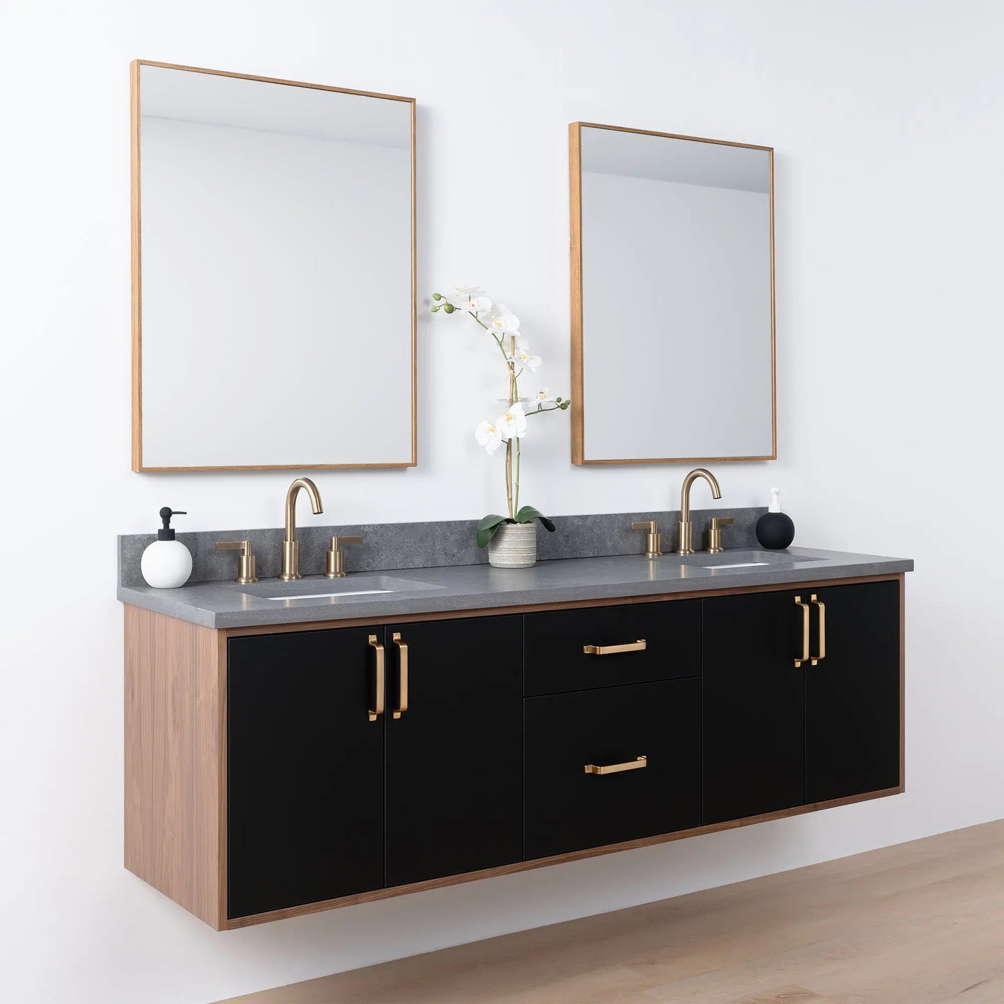 Sidney SLIM, 72" Teodor® Modern Wall Mount Matte Black Vanity, Double Sink Teodor Bathroom VanityCanada