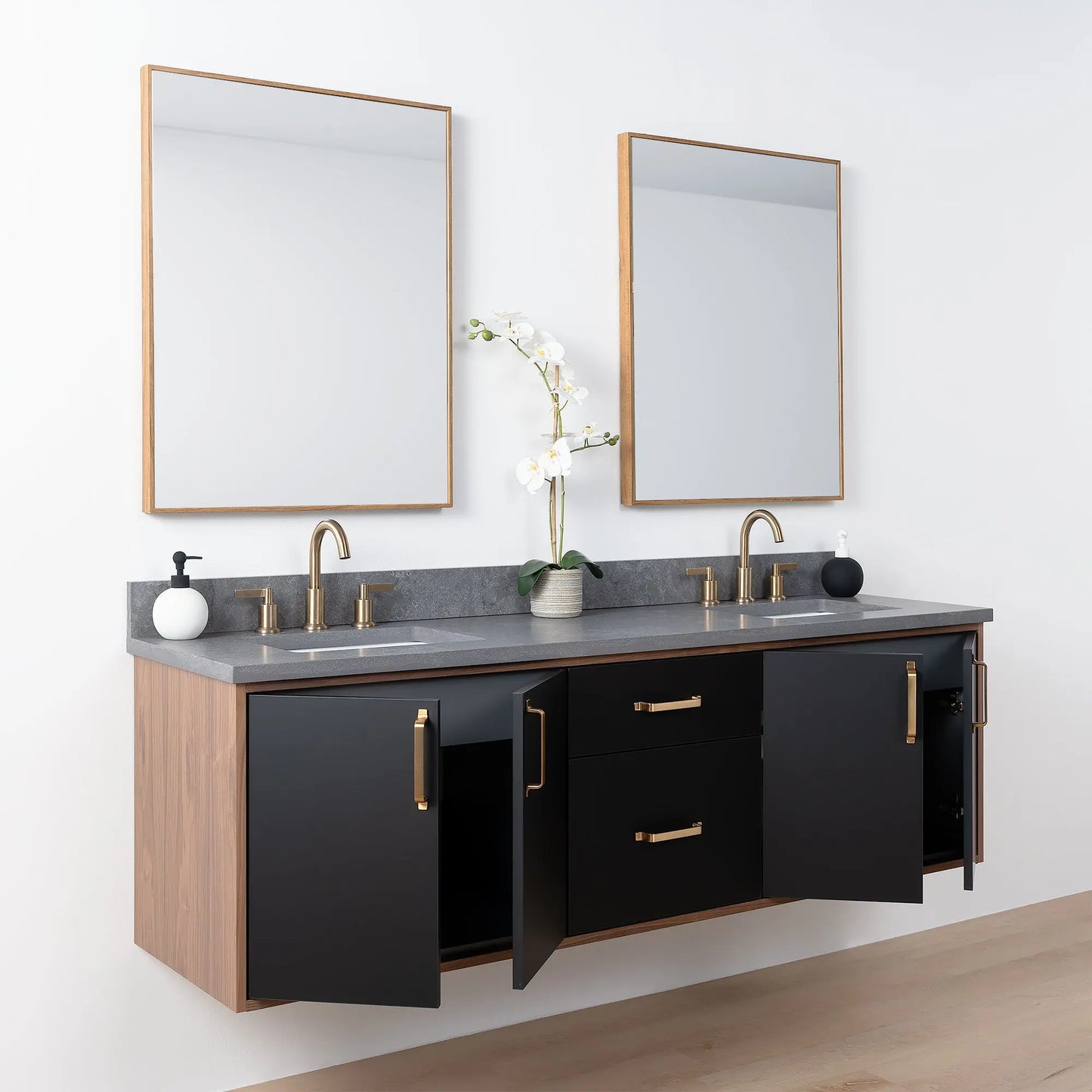 Sidney SLIM, 72" Teodor® Modern Wall Mount Matte Black Vanity, Double Sink Teodor Bathroom VanityCanada