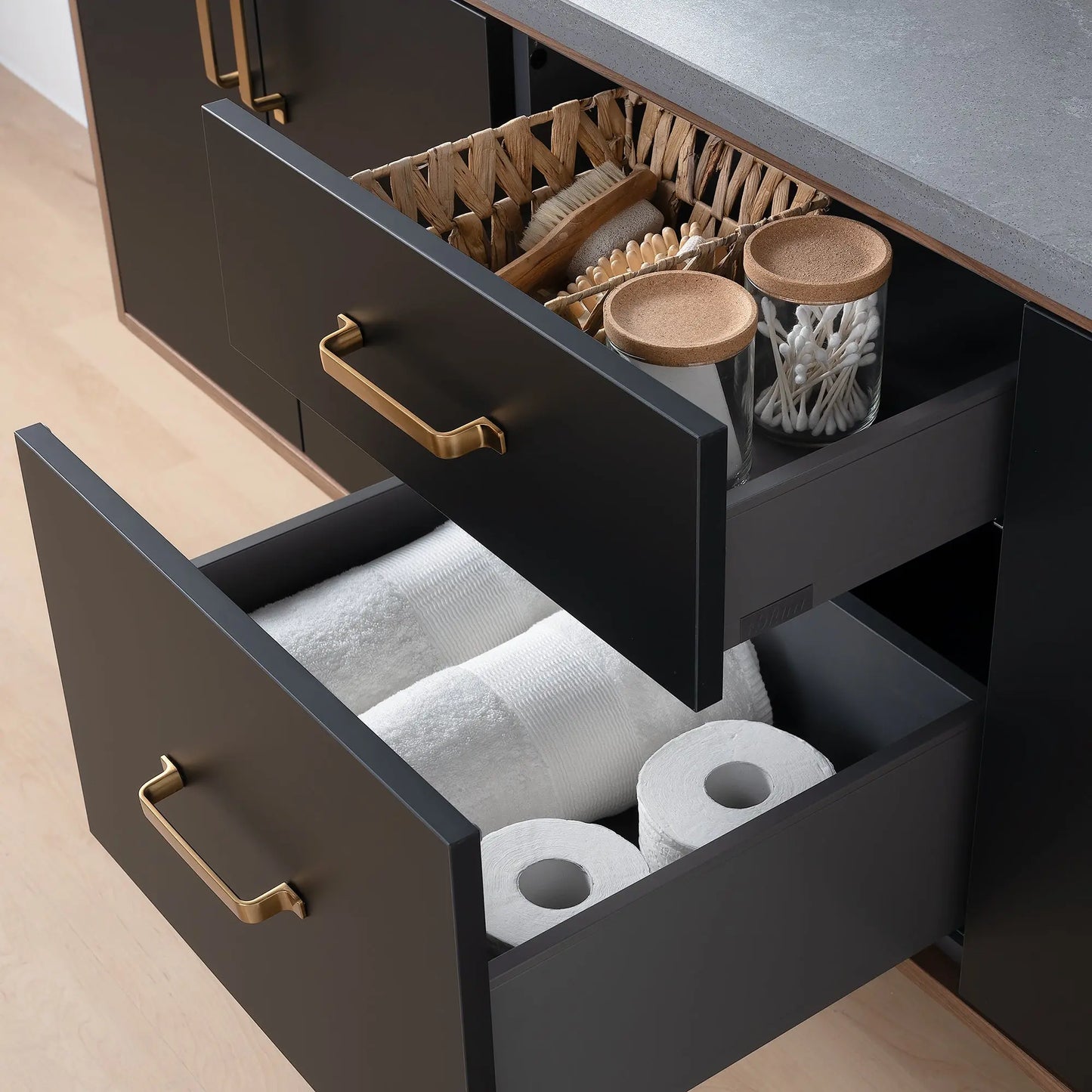 Sidney SLIM, 72" Teodor® Modern Wall Mount Matte Black Vanity, Double Sink Teodor Bathroom VanityCanada