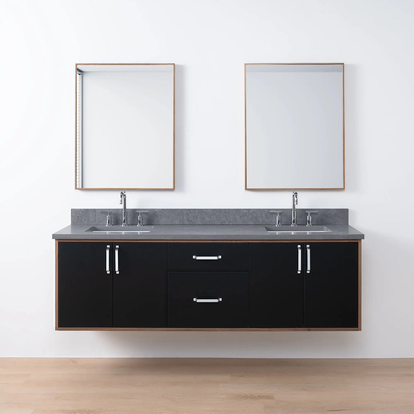Sidney SLIM, 72" Teodor® Modern Wall Mount Matte Black Vanity, Double Sink Teodor Bathroom VanityCanada