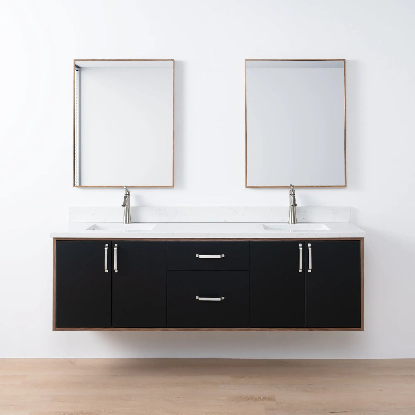 Sidney SLIM, 72" Teodor® Modern Wall Mount Matte Black Vanity, Double Sink Teodor Bathroom VanityCanada