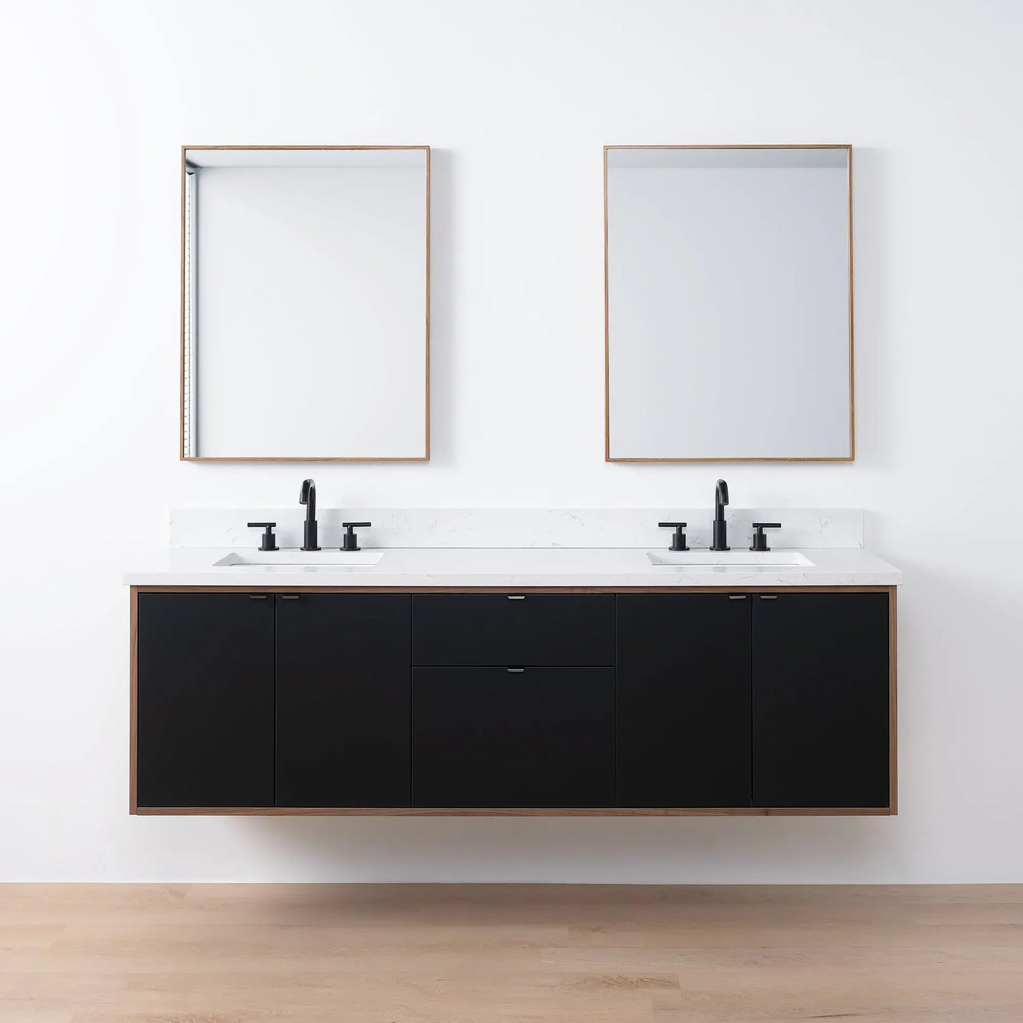 Sidney SLIM, 72" Teodor® Modern Wall Mount Matte Black Vanity, Double Sink Teodor Bathroom VanityCanada