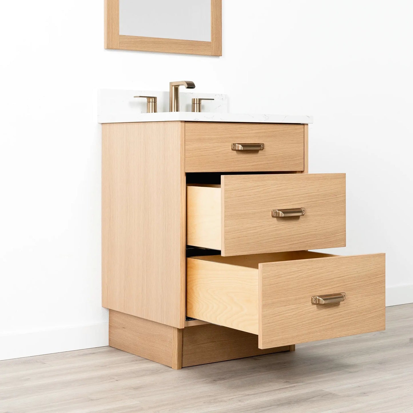 Ashbury SLIM 24" Natural White Oak Bathroom Vanity - All Drawers Teodor Bathroom Vanity Canada