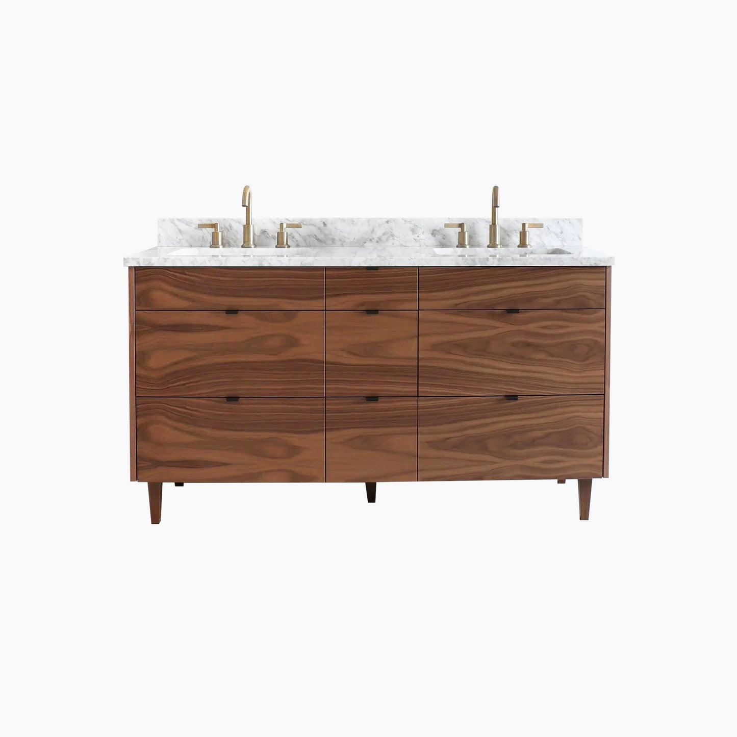 Asher 60" American Black Walnut Bathroom Vanity, Double Sink