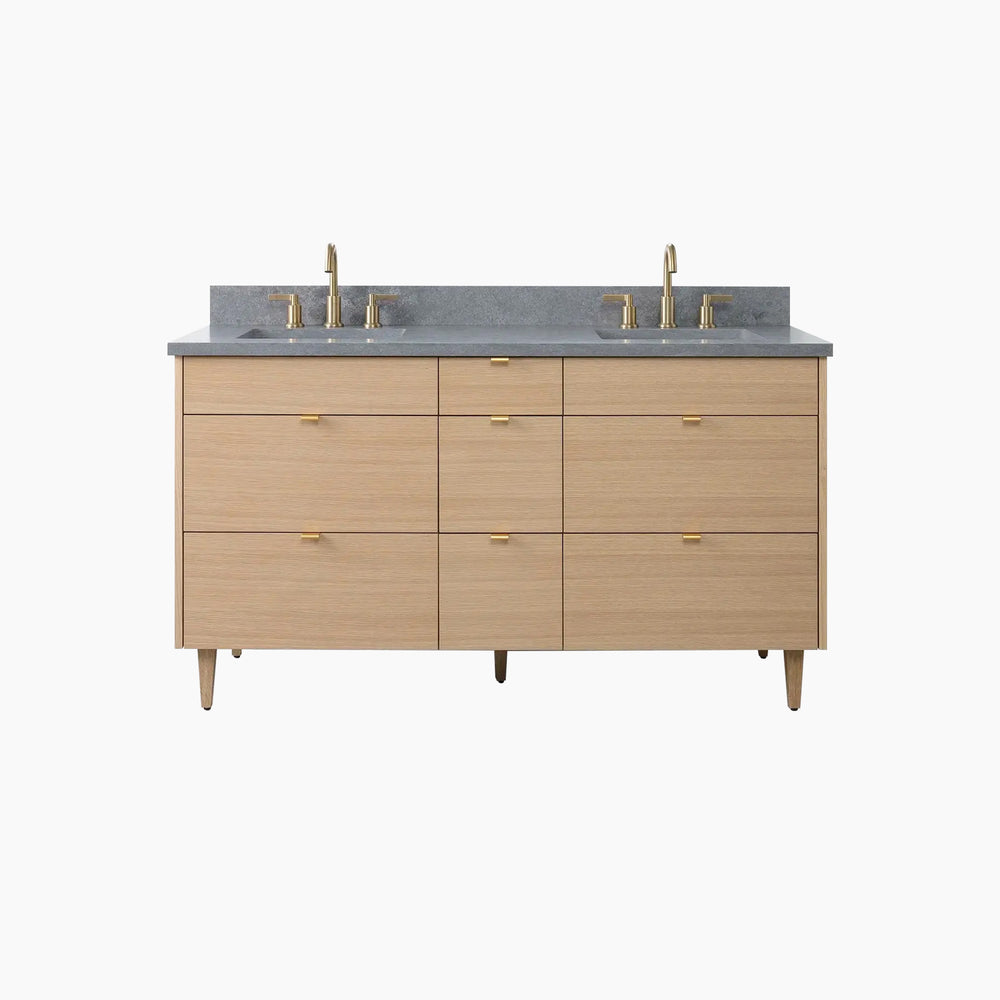 
                  
                    Asher 60" Natural White Oak Bathroom Vanity, Double Sink
                  
                