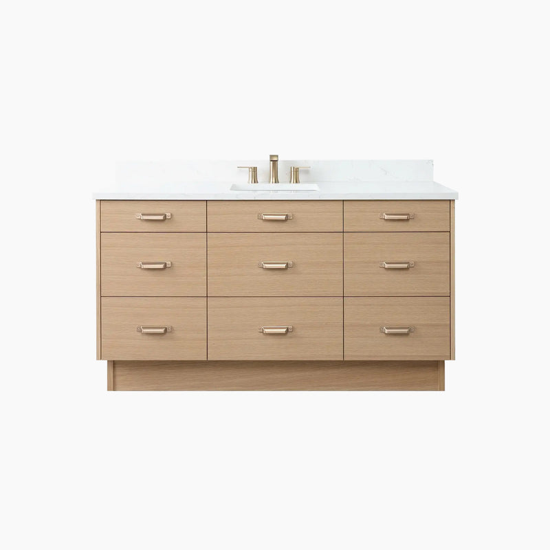 Asher 60" Natural White Oak Bathroom Vanity