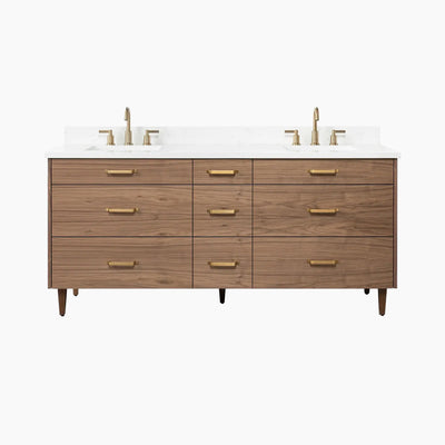 Asher 72" American Black Walnut Bathroom Vanity, Double Sink