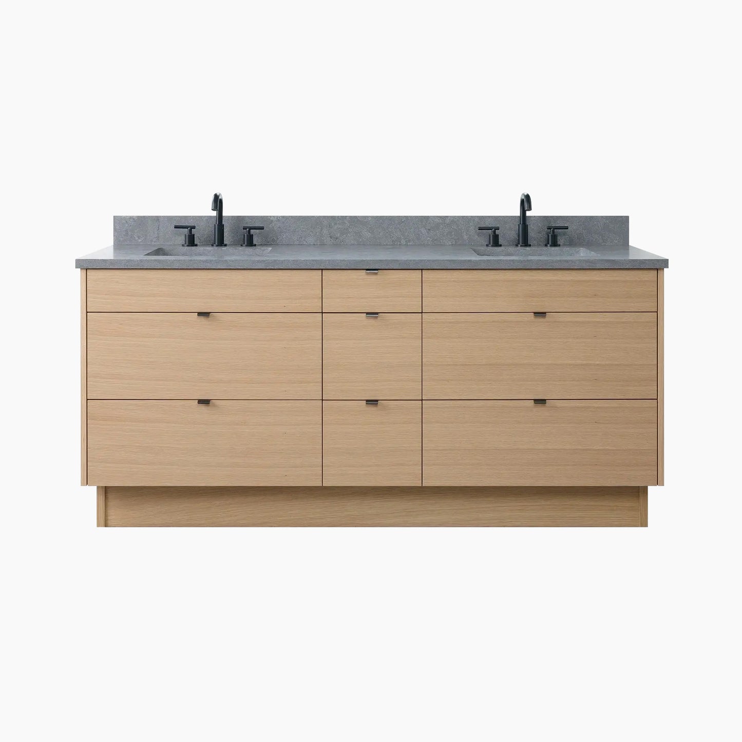 Asher 72" Natural White Oak Bathroom Vanity, Double Sink