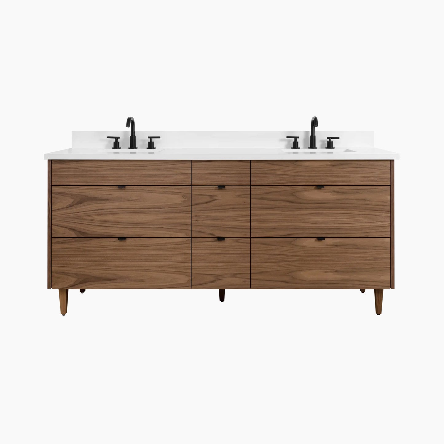 Asher SLIM 72" American Black Walnut Bathroom Vanity, Double Sink