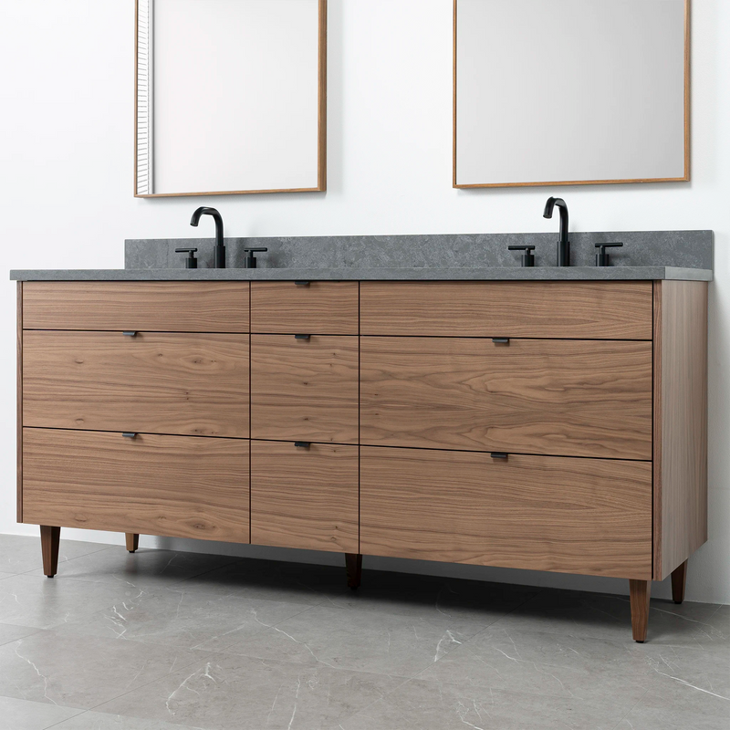 Asher 72", Teodor® Modern American Black Walnut Vanity, Double Sink
