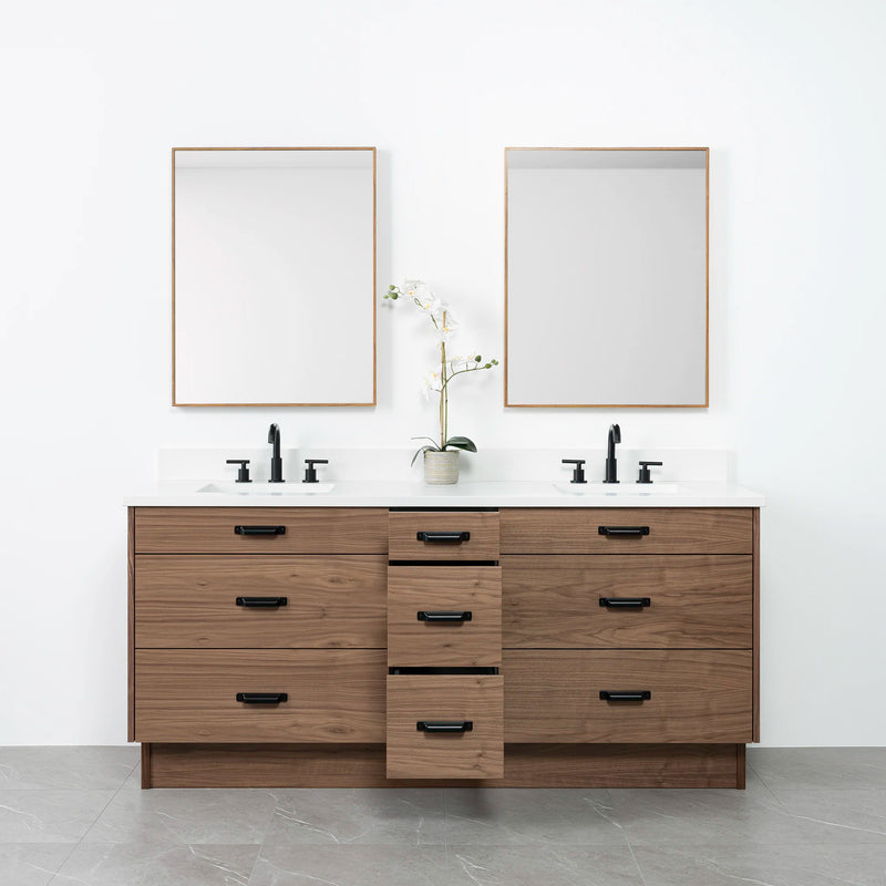 Asher 72", Teodor® Modern American Black Walnut Vanity, Double Sink