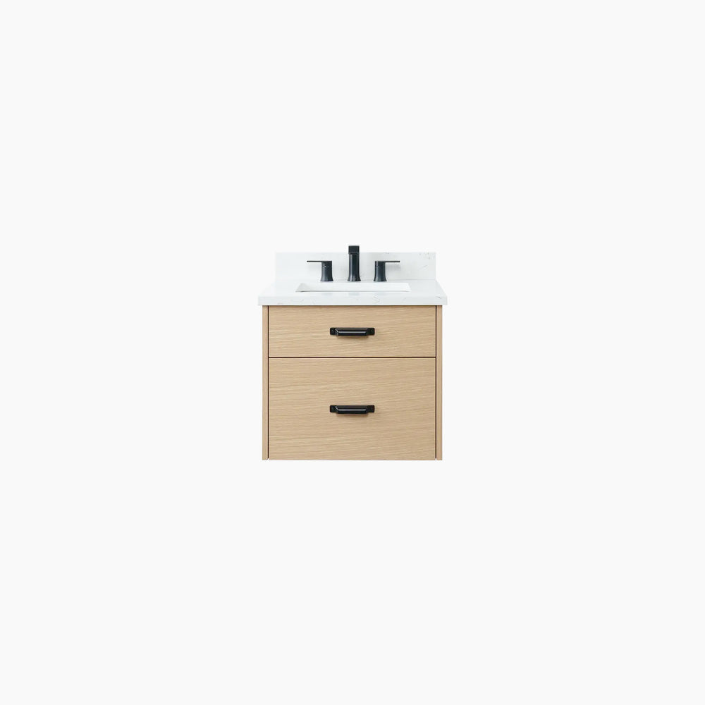 Austin 24" Wall Mount Natural White Oak Bathroom Vanity
