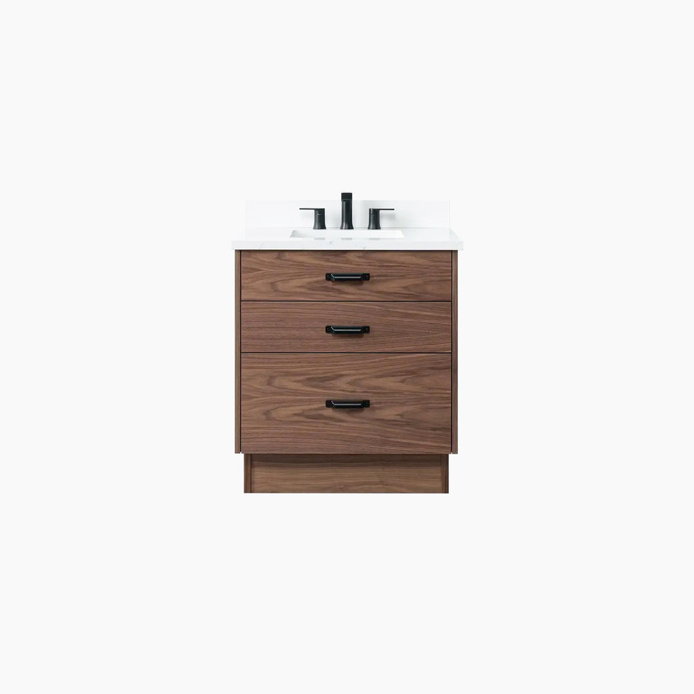 Austin 30" American Black Walnut Bathroom Vanity - All Drawers