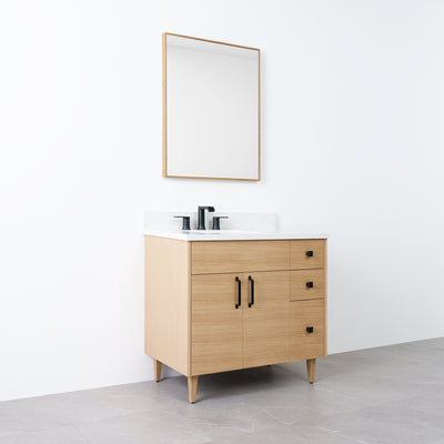 Austin 36", Teodor® Natural White Oak Vanity, Left Sink