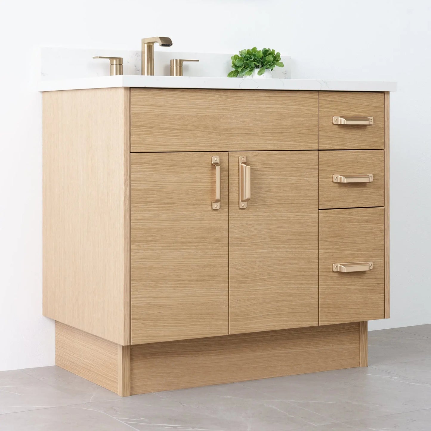 
                  
                    Austin 36" Natural White Oak Bathroom Vanity, Left Sink - Teodor Vanities
                  
                