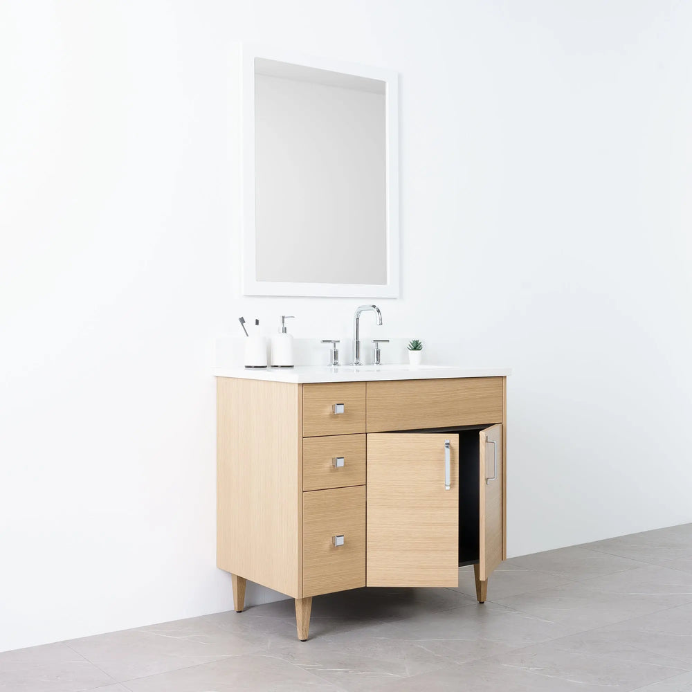 
                  
                    Austin 36" Natural White Oak Bathroom Vanity, Right Sink - Teodor Vanities
                  
                