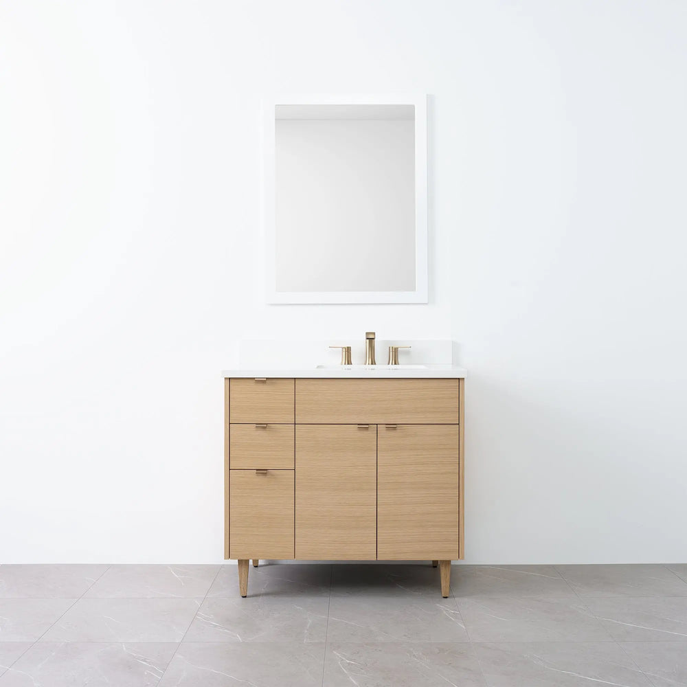 
                  
                    Austin 36" Natural White Oak Bathroom Vanity, Right Sink - Teodor Vanities
                  
                