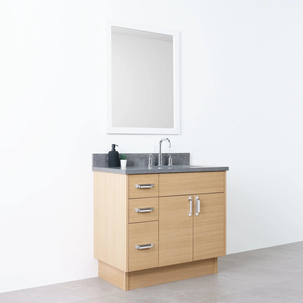 
                  
                    Austin 36" Natural White Oak Bathroom Vanity, Right Sink - Teodor Vanities
                  
                