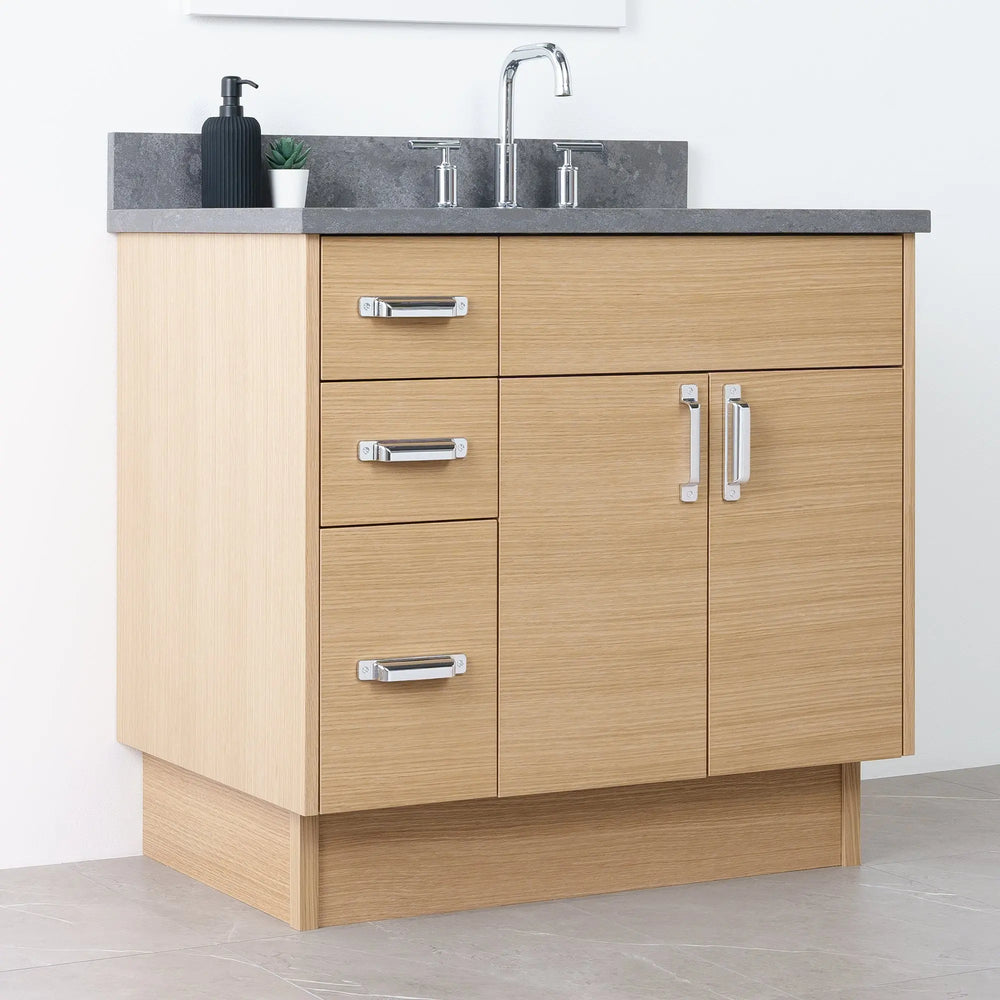 
                  
                    Austin 36" Natural White Oak Bathroom Vanity, Right Sink - Teodor Vanities
                  
                
