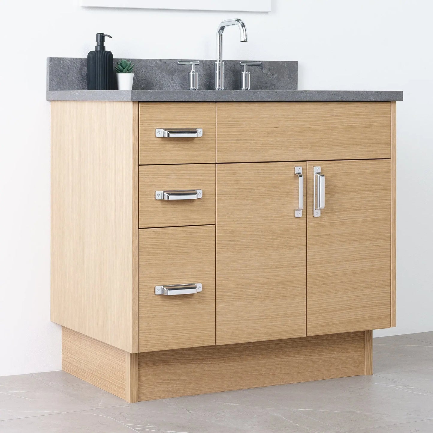 
                  
                    Austin 36" Natural White Oak Bathroom Vanity, Right Sink - Teodor Vanities
                  
                