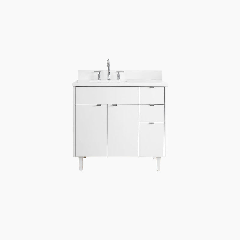 Austin 36" Gloss White Bathroom Vanity, Left Sink