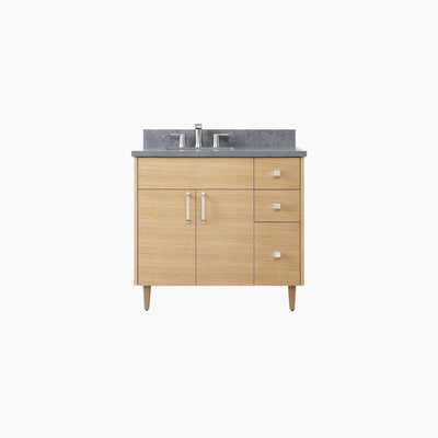 Austin 36" Natural White Oak Bathroom Vanity, Left Sink