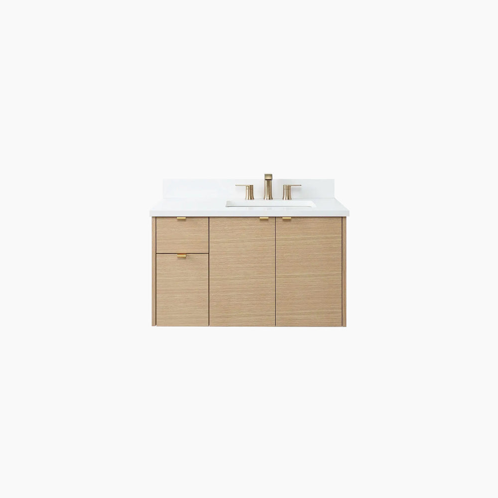 
                  
                    Austin 36" Wall Mount Natural White Oak Bathroom Vanity, Right Sink
                  
                