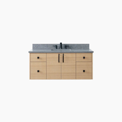 Austin 48" Wall Mount Natural White Oak Bathroom Vanity