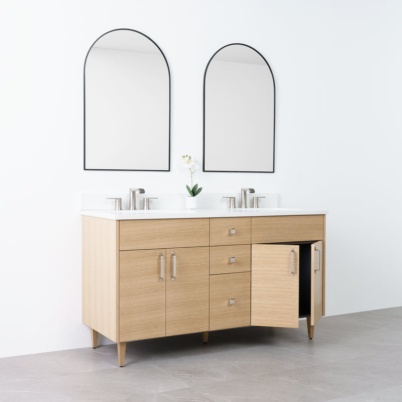 Austin 60", Teodor® Natural White Oak Vanity, Double Sink