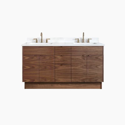 Austin 60" American Black Walnut Bathroom Vanity, Double Sink