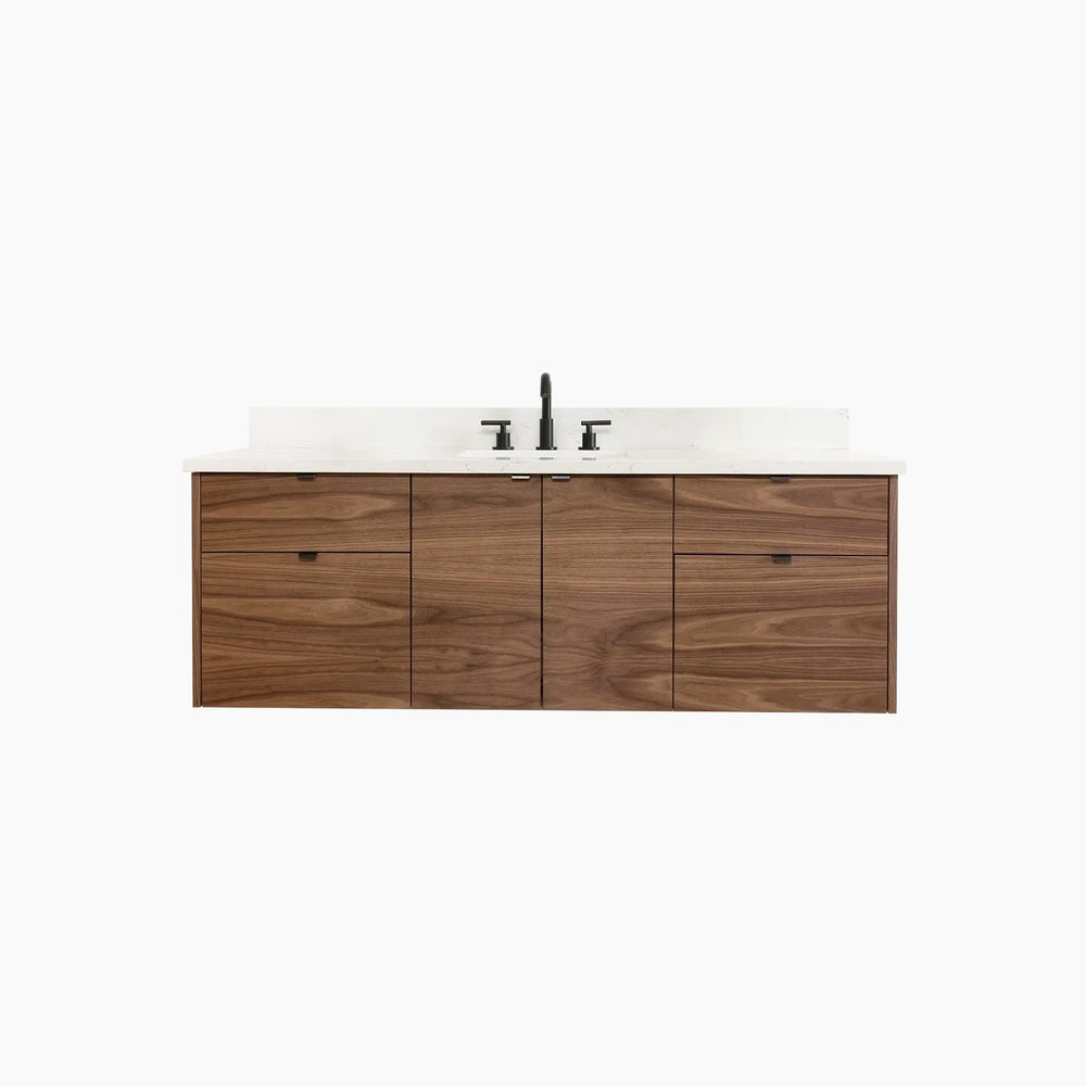 Austin 60" Wall Mount American Black Walnut Bathroom Vanity