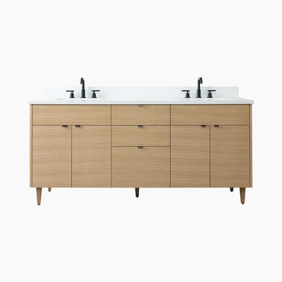 Austin 72" Natural White Oak Bathroom Vanity, Double Sink