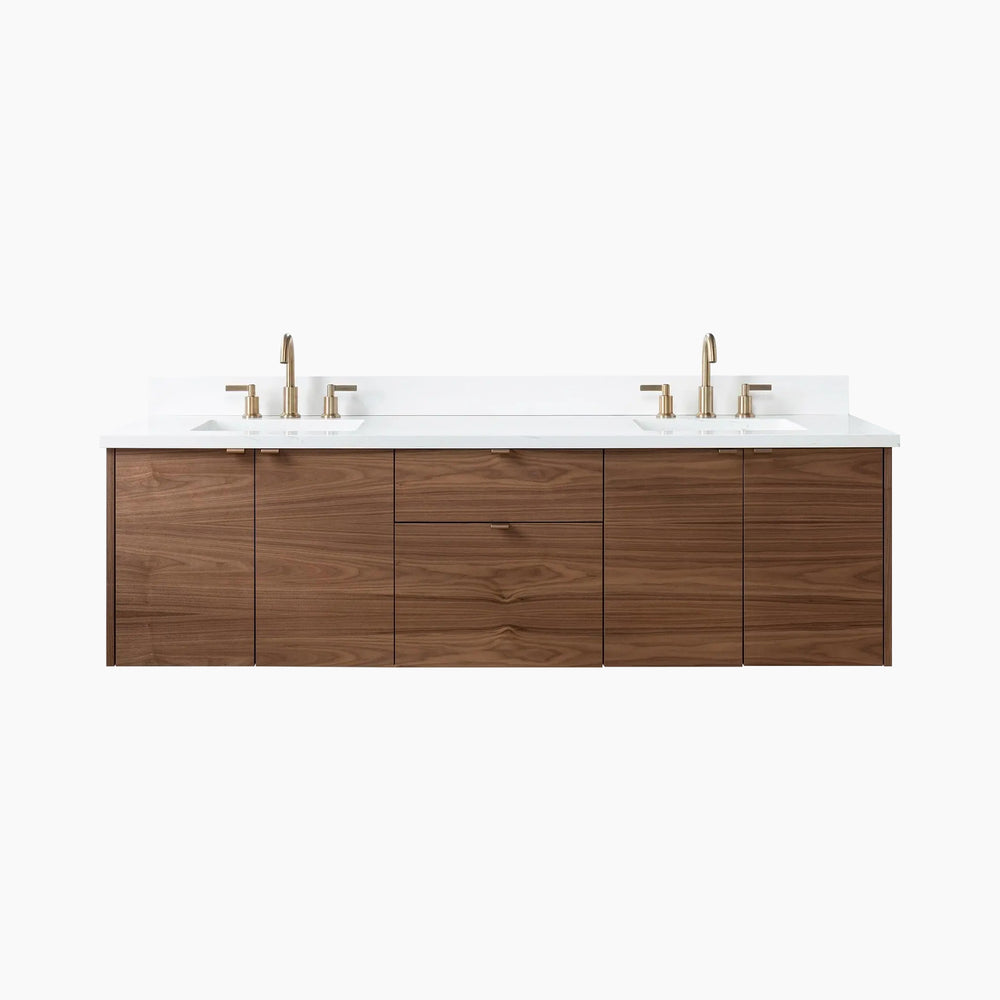 
                  
                    Austin SLIM 72" Wall Mount American Black Walnut Bathroom Vanity, Double Sink
                  
                