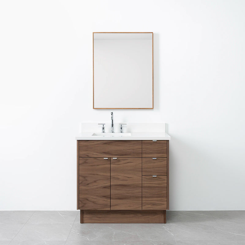 Austin 36", Teodor® Modern American Black Walnut Vanity, Left Sink