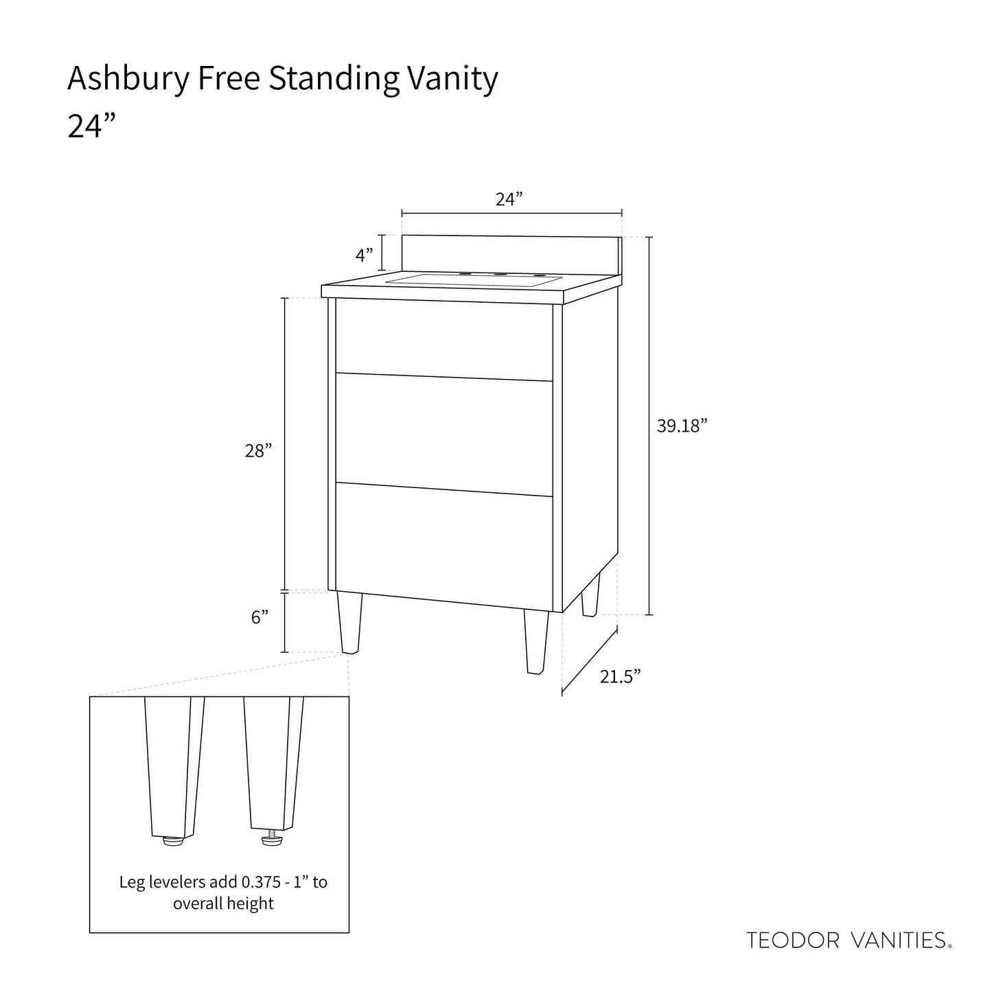 
                  
                    Ashbury SLIM 24" Natural White Oak Bathroom Vanity - All Drawers Teodor Bathroom Vanity Canada
                  
                