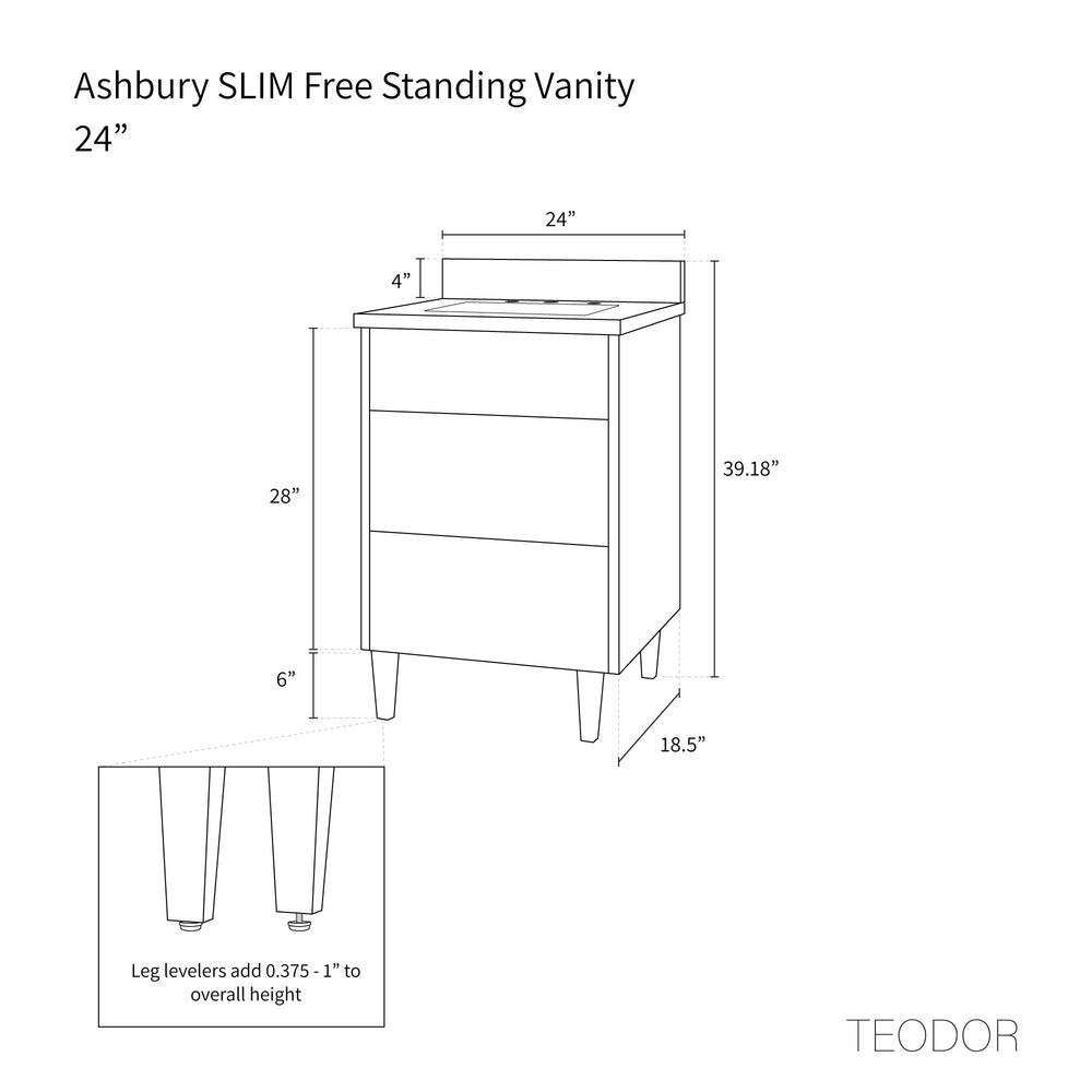
                  
                    Ashbury SLIM 24" Natural White Oak Bathroom Vanity - All Drawers
                  
                