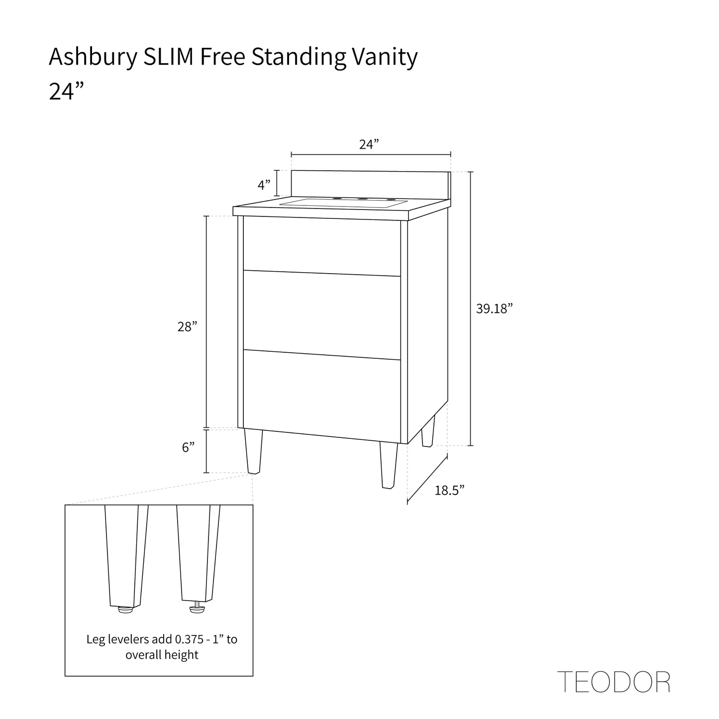 
                  
                    Ashbury SLIM 24" Natural White Oak Bathroom Vanity - All Drawers
                  
                