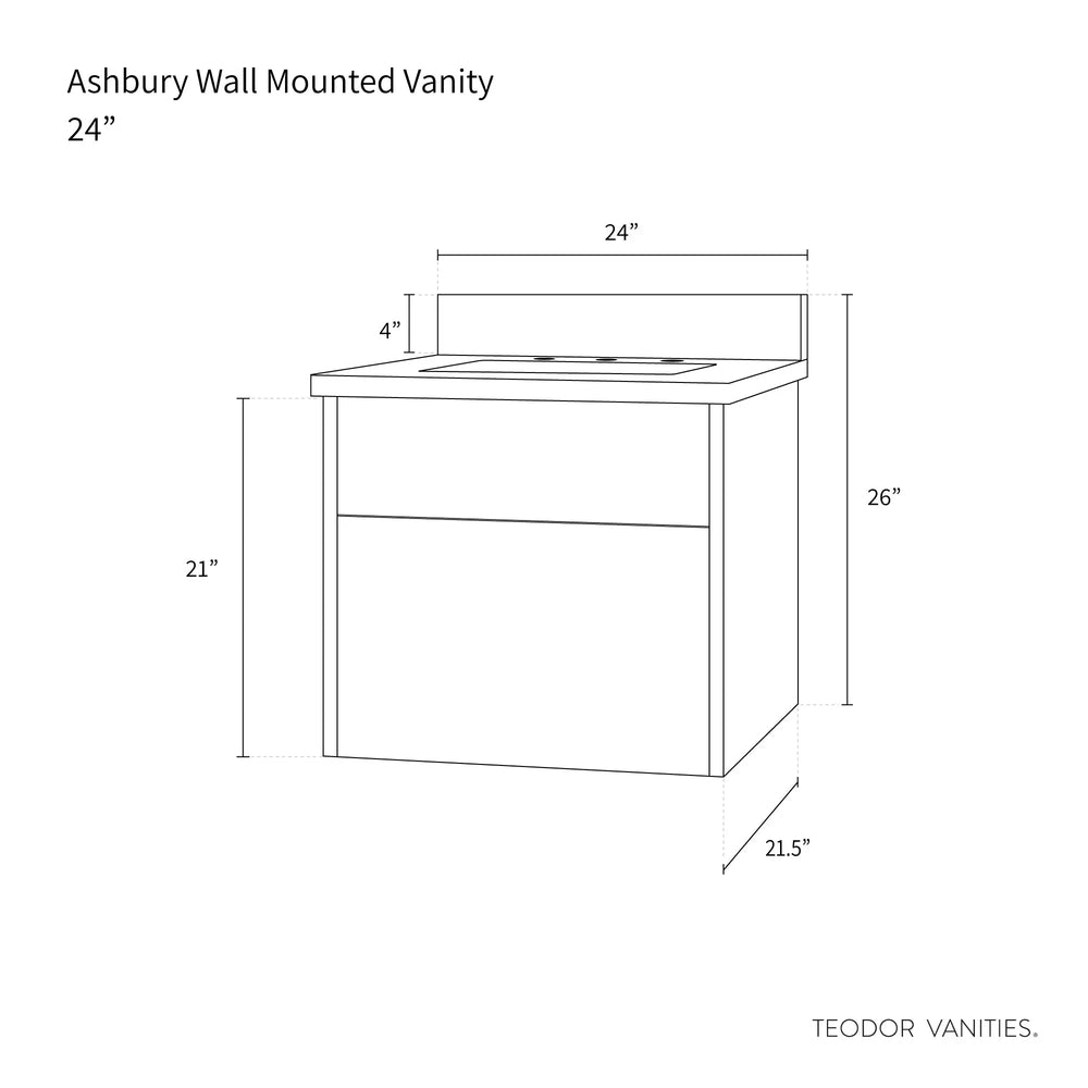 
                  
                    Ashbury SLIM 24" Wall Mount Natural White Oak Bathroom Vanity - All Drawers Teodor Bathroom Vanity Canada
                  
                
