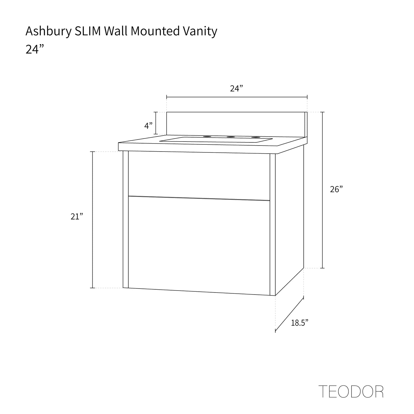 
                  
                    Ashbury SLIM 24" Wall Mount Natural White Oak Bathroom Vanity - All Drawers
                  
                