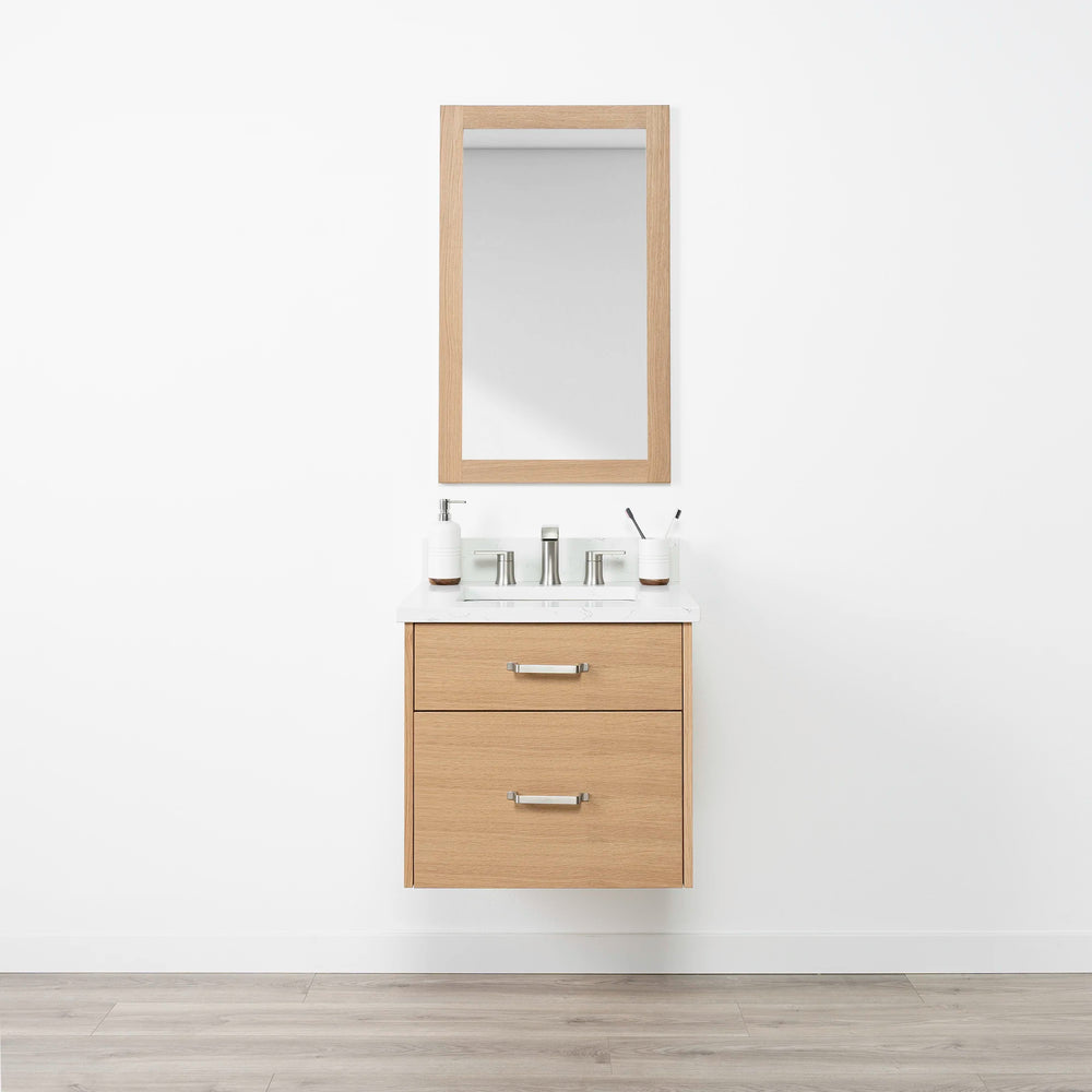 Ashbury 24" Wall Mount Natural White Oak Bathroom Vanity - All Drawers