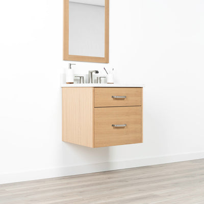 Ashbury 24" Wall Mount Natural White Oak Bathroom Vanity