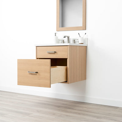 Ashbury 24" Wall Mount Natural White Oak Bathroom Vanity