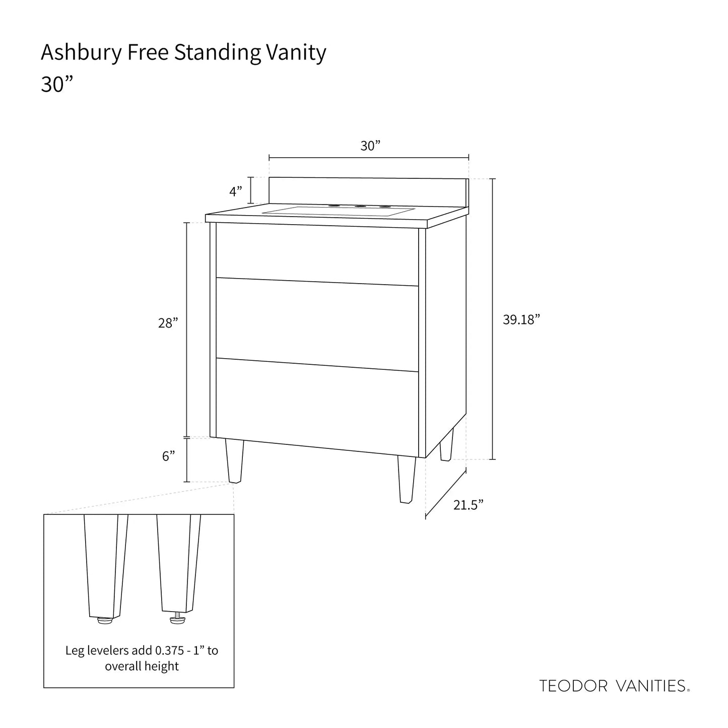 
                  
                    Ashbury SLIM 30" Natural White Oak Bathroom Vanity - All Drawers Teodor Bathroom Vanity Canada
                  
                