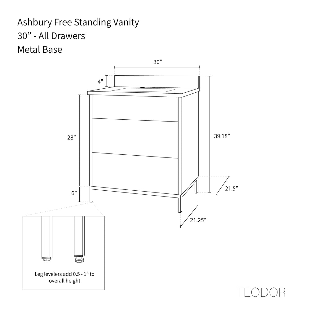 
                  
                    Ashbury 30" Natural White Oak Bathroom Vanity - All Drawers
                  
                