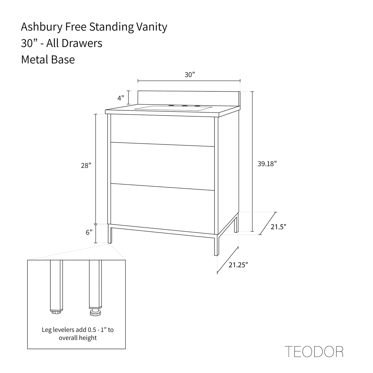 
                  
                    Ashbury 30" Natural White Oak Bathroom Vanity - All Drawers
                  
                