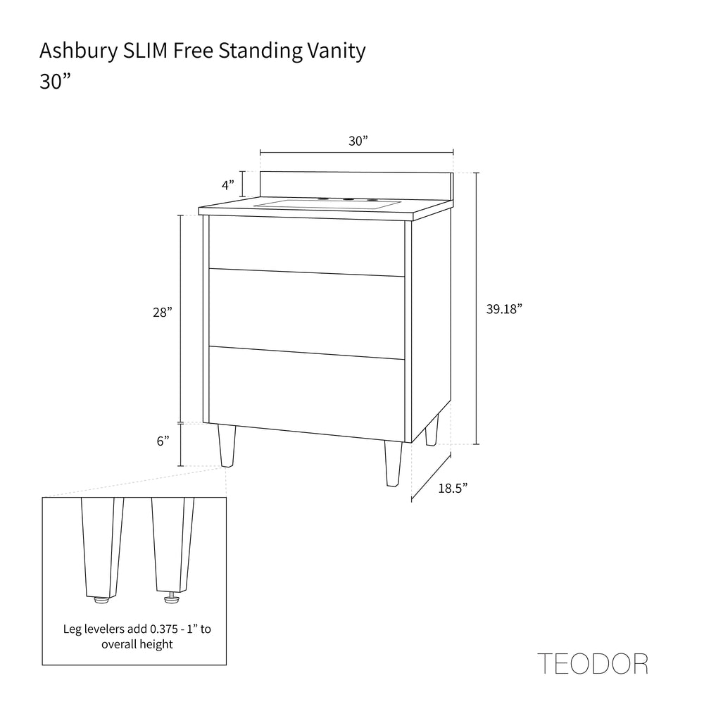 
                  
                    Ashbury SLIM 30" Natural White Oak Bathroom Vanity - All Drawers
                  
                