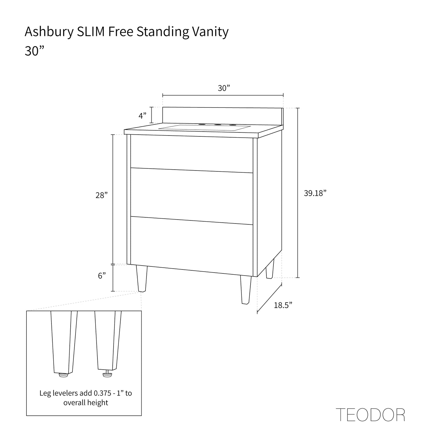 
                  
                    Ashbury SLIM 30" Natural White Oak Bathroom Vanity - All Drawers
                  
                